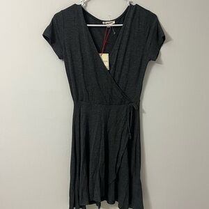 Rolla Coster Charcoal Gray Wrap Illusion Mini Dress Size Small